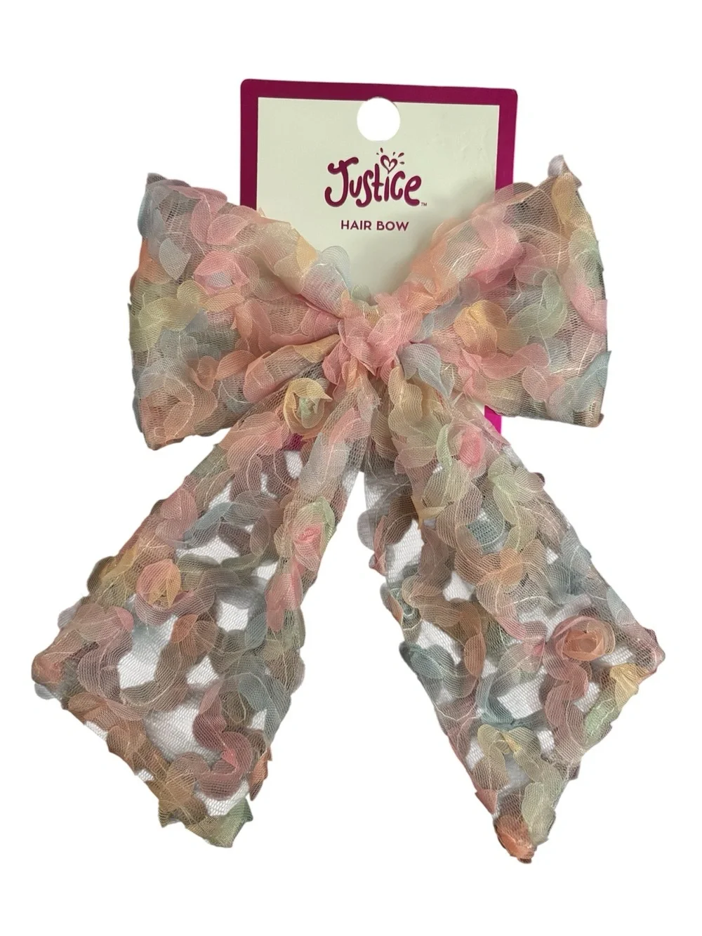 Justice Multi-Colored Floral Bow Hair Clip